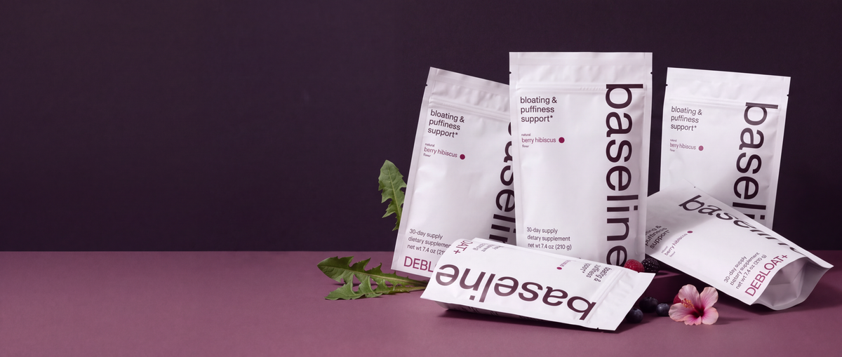 Baseline DEBLOAT+ berry hibiscus pouches
